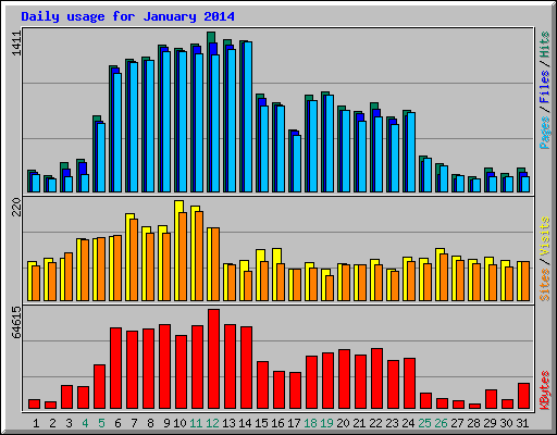 Daily usage for January 2014