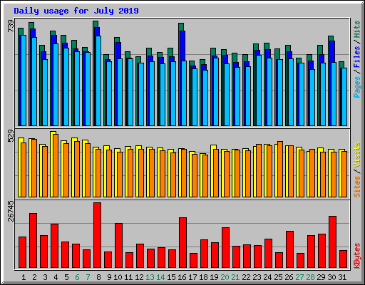 Daily usage for July 2019
