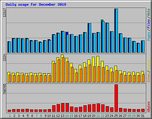 Daily usage for December 2019